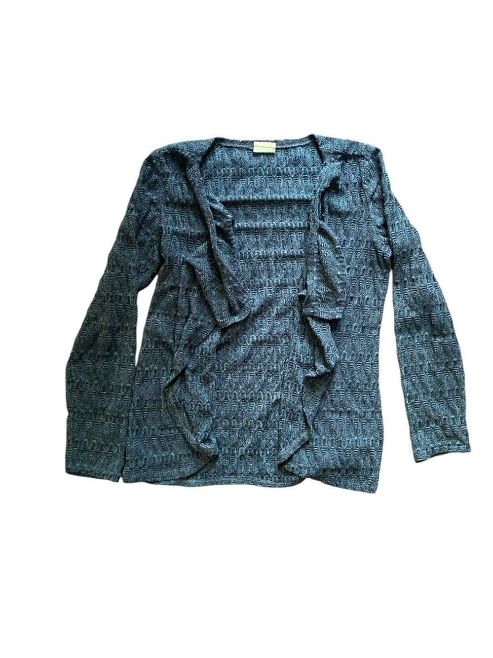 Clientele Dark Gray Knit Cardigan Sweater Small